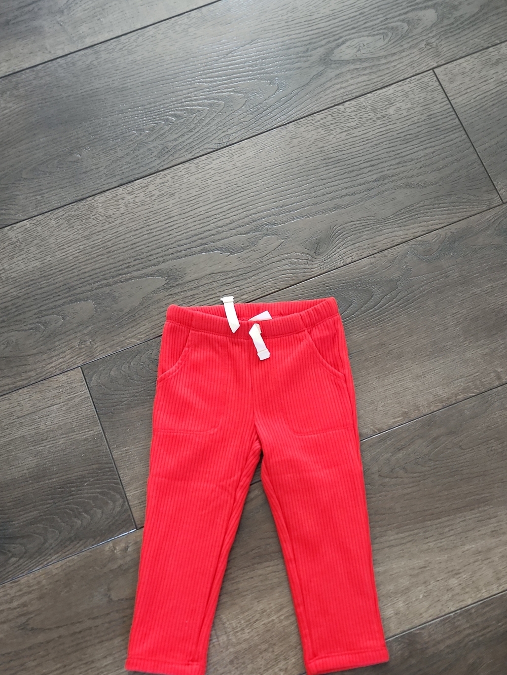 Cat & Jack Bright Red Ribbed Leggings with White Drawstring